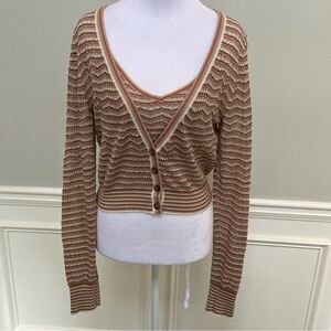INTERMIX Mona Pointelle Cardigan Set Size Medium